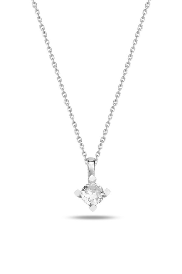 Gümüş 0.35 Carat Mozanit Pırlanta Taşı Sertifikalı Tek Taş Kolye - Işıklı Kutuda