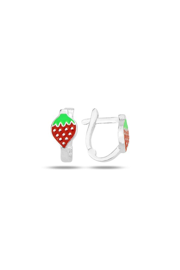 Gümüş Mineli Çilek Modeli Çoçuk Küpesi