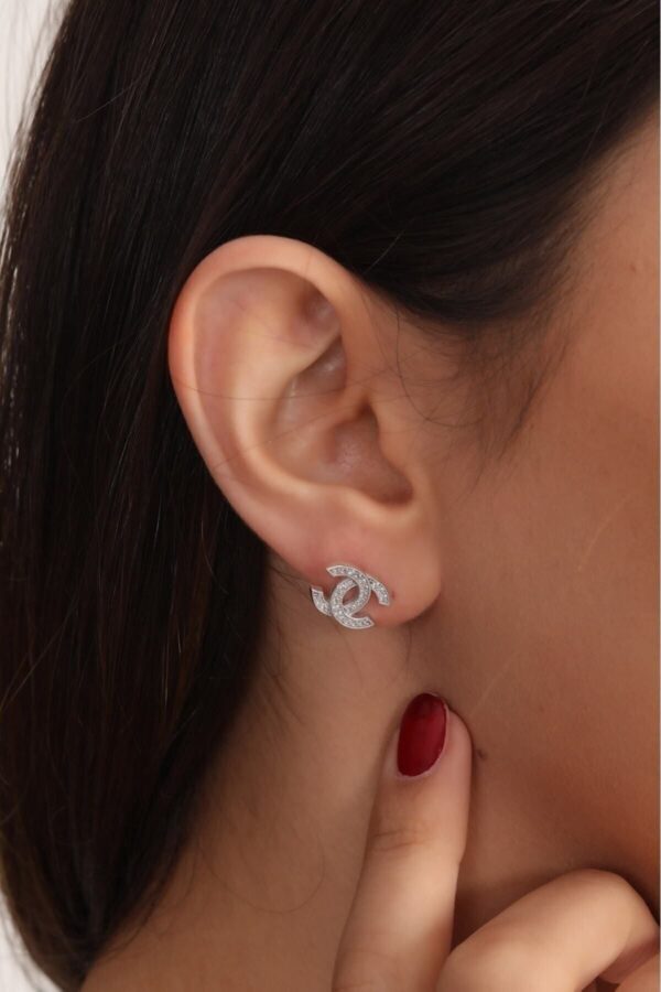 Gümüş Rodyumlu Zirkon Taşlı Gucci Model Gümüş Küpe - Sertifikalı