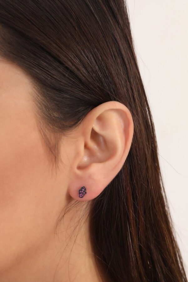 Gümüş Rodium Kaplama Kırmızı Taşlı Küpe